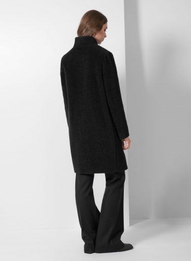 Black wool and alpaca coat with inverted notch collar