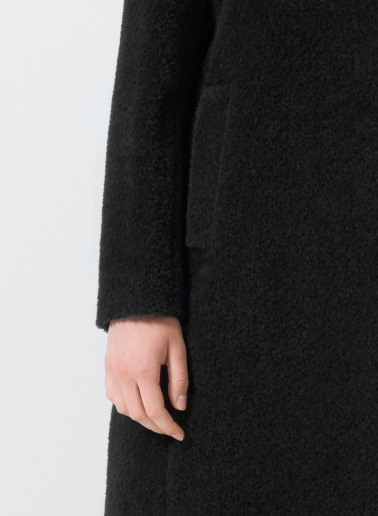 Black wool and alpaca coat with inverted notch collar