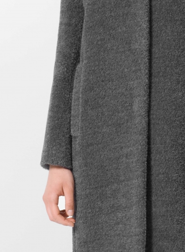 Grey wool and alpaca coat with inverted notch collar