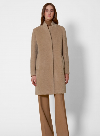 Dark beige wool and alpaca coat with inverted notch collar