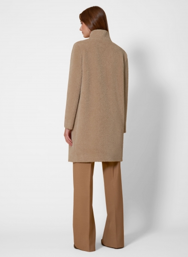 Dark beige wool and alpaca coat with inverted notch collar