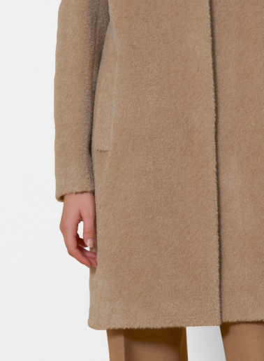 Dark beige wool and alpaca coat with inverted notch collar