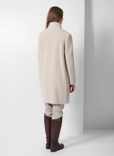 Mantel mit umklappbarem Reverskragen aus Wolle und Alpaka in Beige