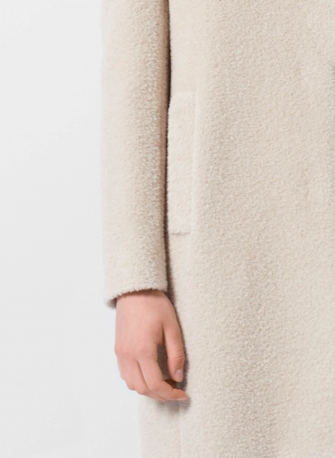 Mantel mit umklappbarem Reverskragen aus Wolle und Alpaka in Beige