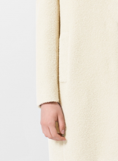 White wool and alpaca coat with inverted notch collar