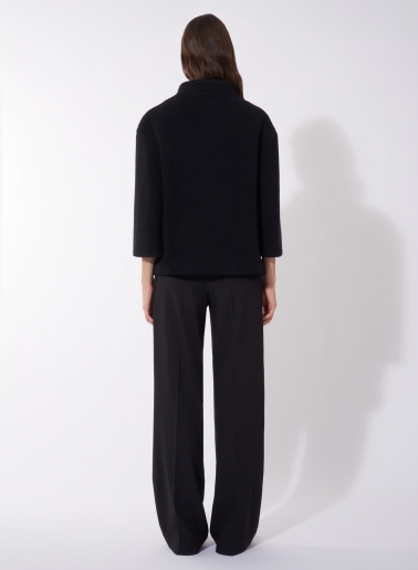 Short black wool coat with 3/4 sleeves