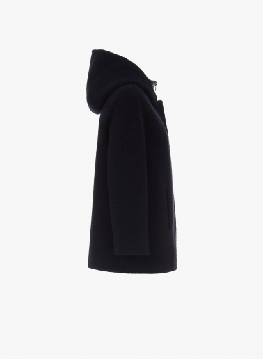 Kurzer Parka mit abnehmbarer Nylon-Weste aus Wolle in Schwarz