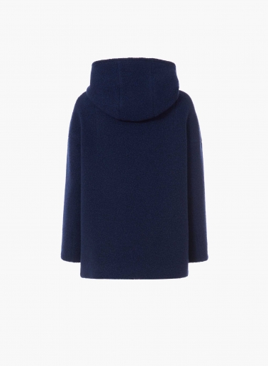 Kurzer Parka mit abnehmbarer Nylon-Weste aus Wolle in Blau