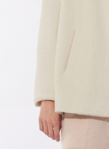 Kurzer Parka mit abnehmbarer Nylon-Weste aus Wolle in Weiß