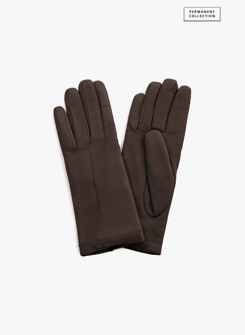 Handschuhe mit Naht aus Nappaleder in Braun