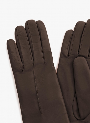 Handschuhe mit Naht aus Nappaleder in Braun