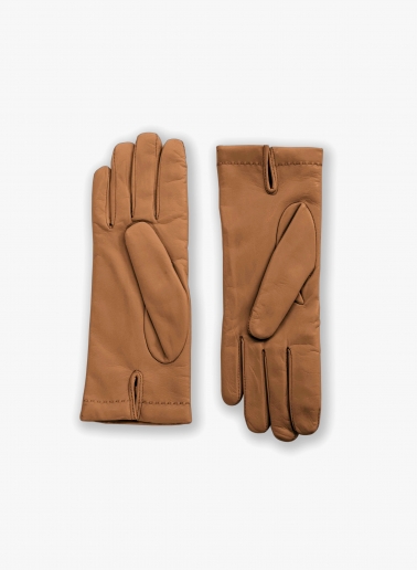 Handschuhe mit Naht aus Nappaleder in Camel