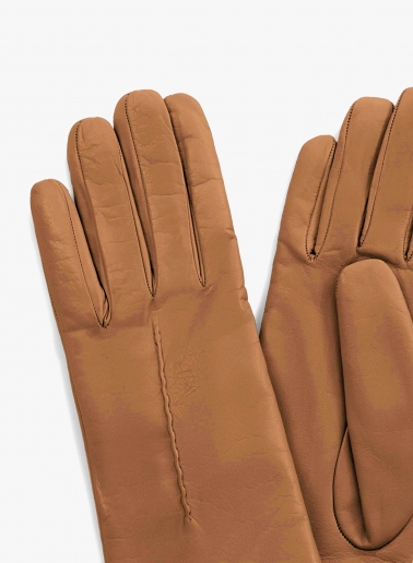 Handschuhe mit Naht aus Nappaleder in Camel
