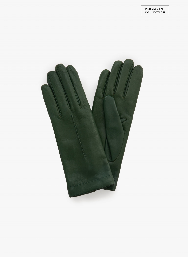 Handschuhe mit Naht aus Nappaleder in Grün