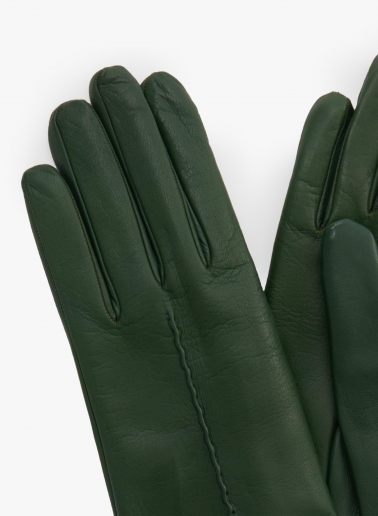 Handschuhe mit Naht aus Nappaleder in Grün