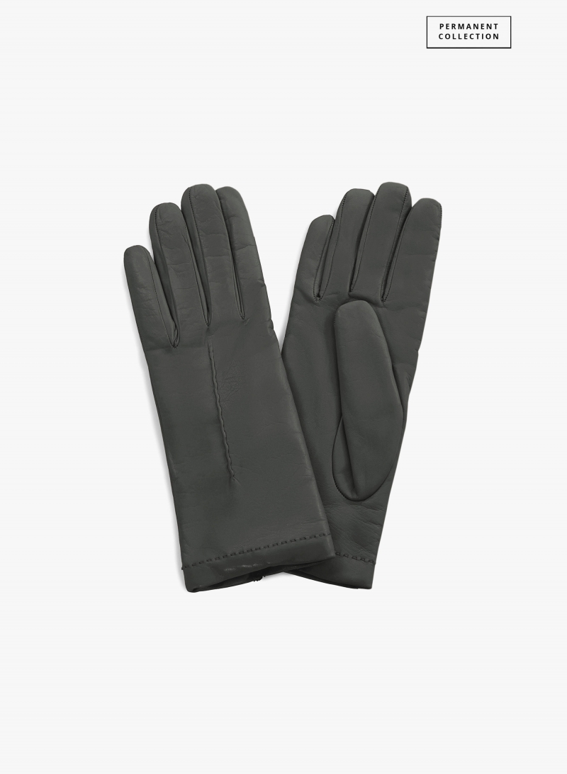 Handschuhe mit Naht aus Nappaleder in Grau