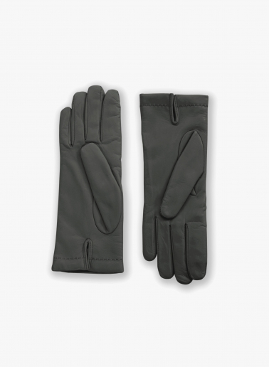Handschuhe mit Naht aus Nappaleder in Grau