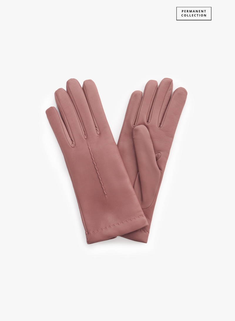 Handschuhe mit Naht aus Nappaleder in Rosa