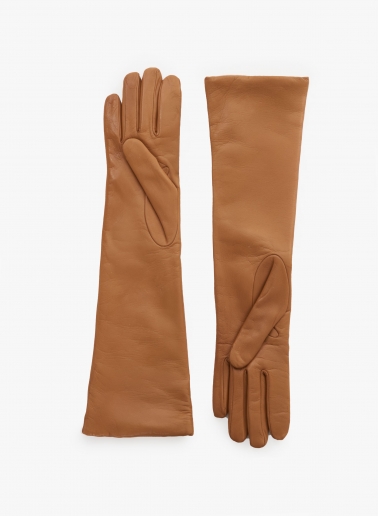 Lange Handschuhe aus Nappaleder in Camel
