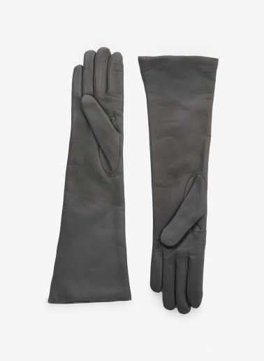 Lange Handschuhe aus Nappaleder in Grau