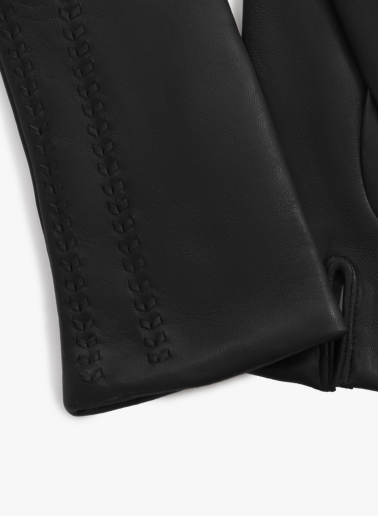 Handschuhe mit Stickerei aus Nappaleder in Schwarz
