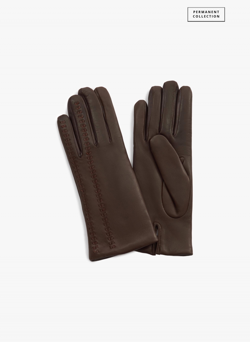 Handschuhe mit Naht aus Nappaleder in Braun
