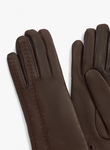 Handschuhe mit Naht aus Nappaleder in Braun