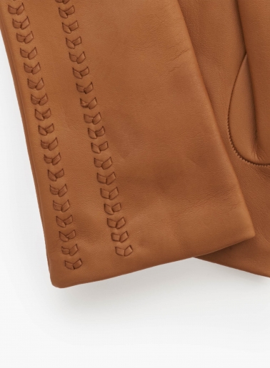 Handschuhe mit Naht aus Nappaleder in Camel