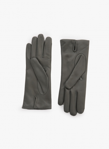 Handschuhe mit Naht aus Nappaleder in Grau