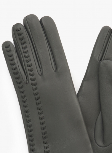 Handschuhe mit Naht aus Nappaleder in Grau