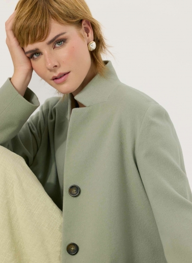 Military green jacket in pure wool with revers notch collar