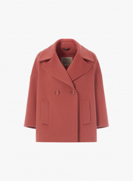 Pink wool double breasted jacket