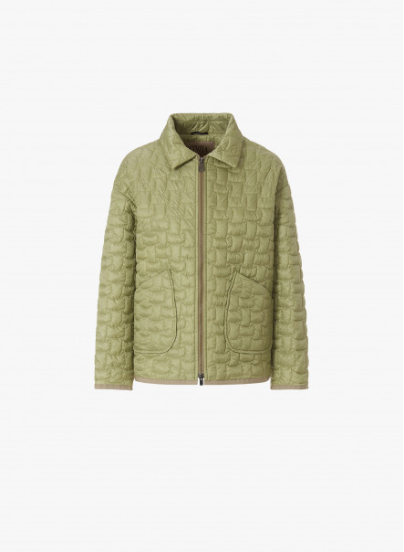 Padded green jacket with shirt collar