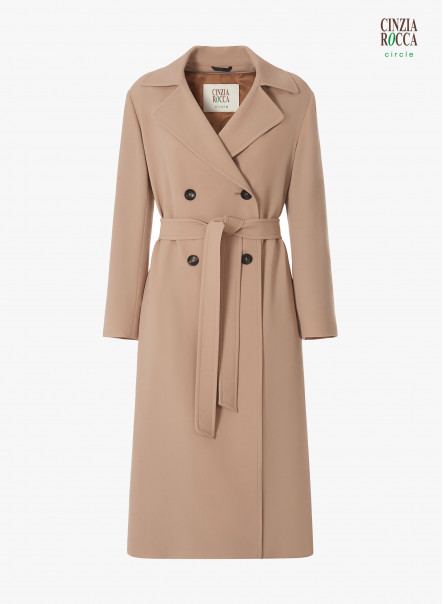 Trench beige aus zertifizierter Wolle
