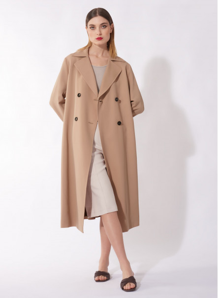 Trench beige aus zertifizierter Wolle
