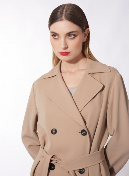 Trench beige aus zertifizierter Wolle