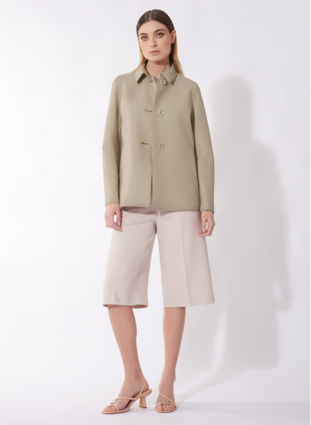 Hemdkragenjacke beige aus gekochter Wolle