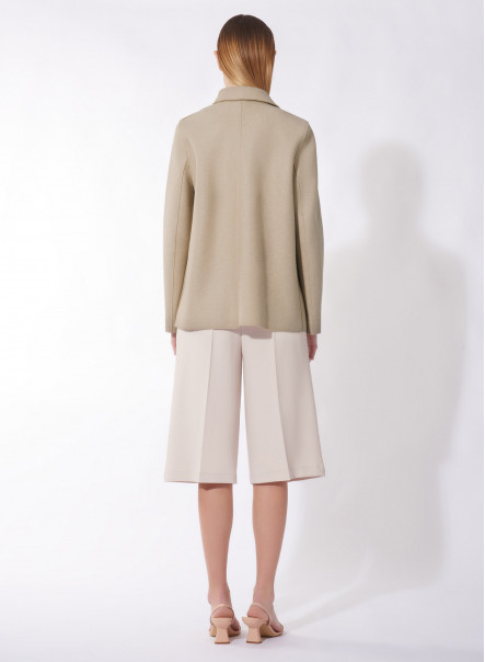 Hemdkragenjacke beige aus gekochter Wolle