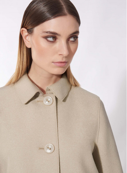 Hemdkragenjacke beige aus gekochter Wolle