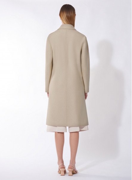 Mantel beige mit 3 Knöpfen aus gekochter Wolle