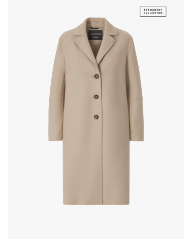 Mantel beige mit 3 Knöpfen aus gekochter Wolle