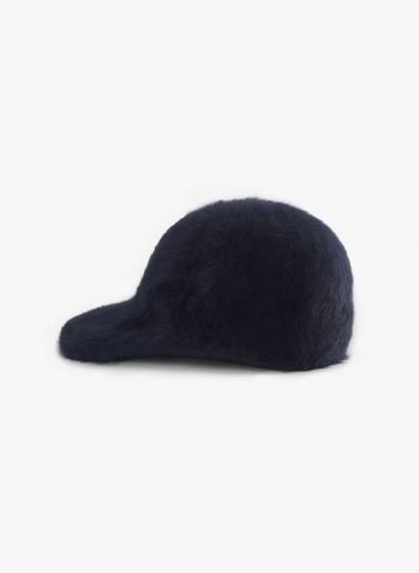 Baseball-Cap mit Pelz-Effekt aus Wolle in Blau
