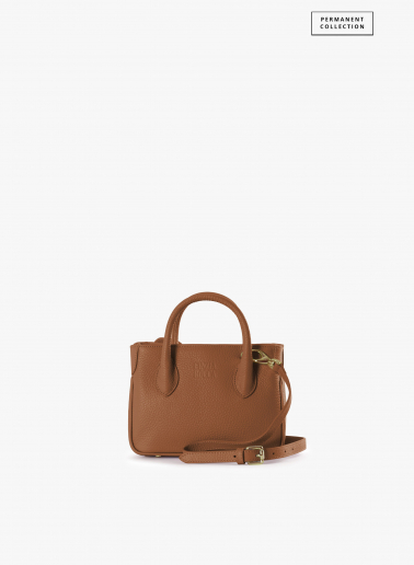 Mini Tote Bag aus Leder in Tabak