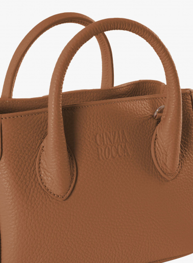 Mini Tote Bag aus Leder in Tabak