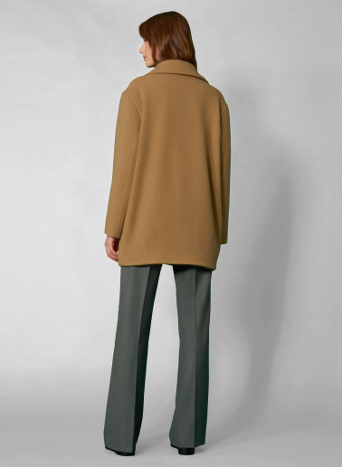 Camel wool peacoat with notch collar