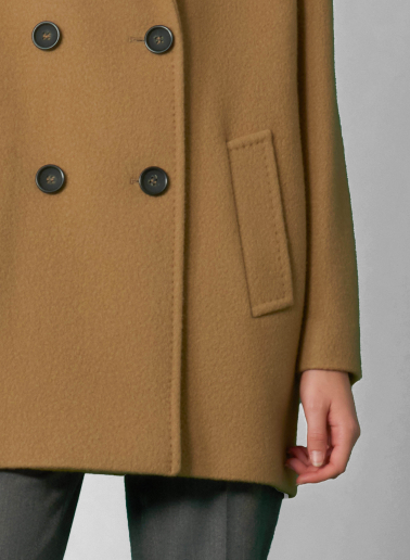 Camel wool peacoat with notch collar