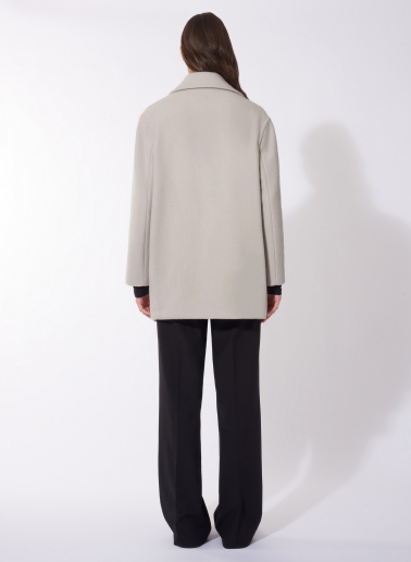 Pearl grey wool peacoat with notch collar