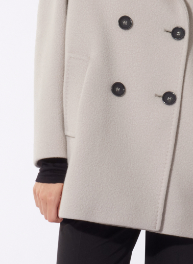 Pearl grey wool peacoat with notch collar