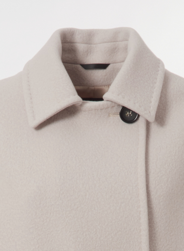 Pearl grey wool peacoat with notch collar