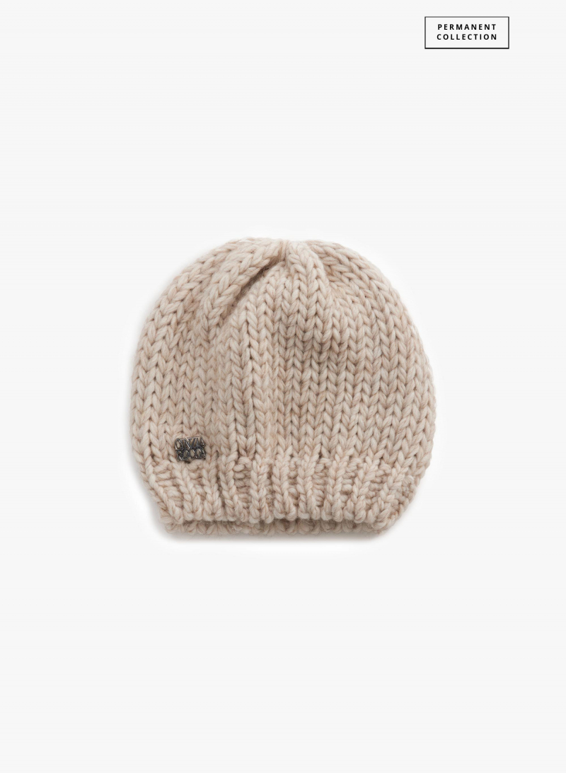 Strick-Mütze in Beige